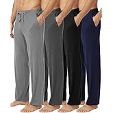 Chicingyou 4 Pcs Men's Pajama Pants Lightweight Long Silky Lounge Bottoms Soft Sleep Modal Pj Pants with Pockets Drawstring