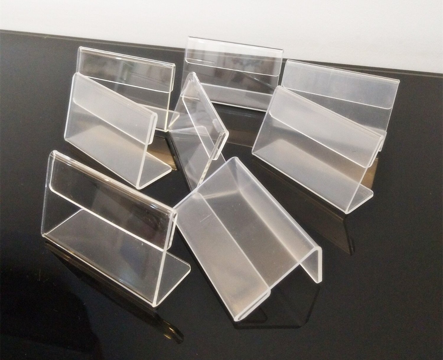 Set of 30PCS L Shape Clear Acrylic Price Card Tag Label Stand , Mini Sign Display Holder,Counter Top Stand 7x4cm