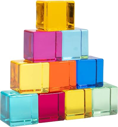tickit Gem Cubes 10 Acrylic Stacking Building Blocks Rainbow Colors