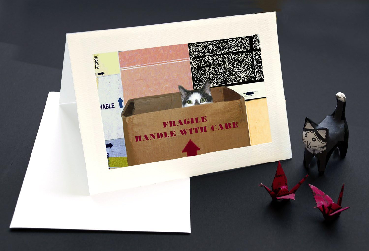 Amazon Com Handle With Care Cat Greeting Cards Save On 10 Pack Friendship Quotes Deluxe Blank 5 X 7 Inch Handmade Notecards Gifts For Cat Lovers And Crazy Cat Ladies By Deborah Julian