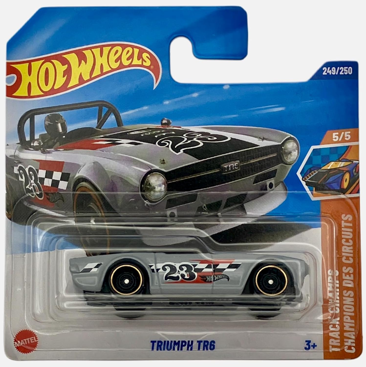 Hot Wheels - Triumph TR6 - JBC34 - TH - Treasure Hunt - Track Champs 5/5 - Classic Roadster with Racing Design in 1:64 Scale - Mattel 2025 (249/250)