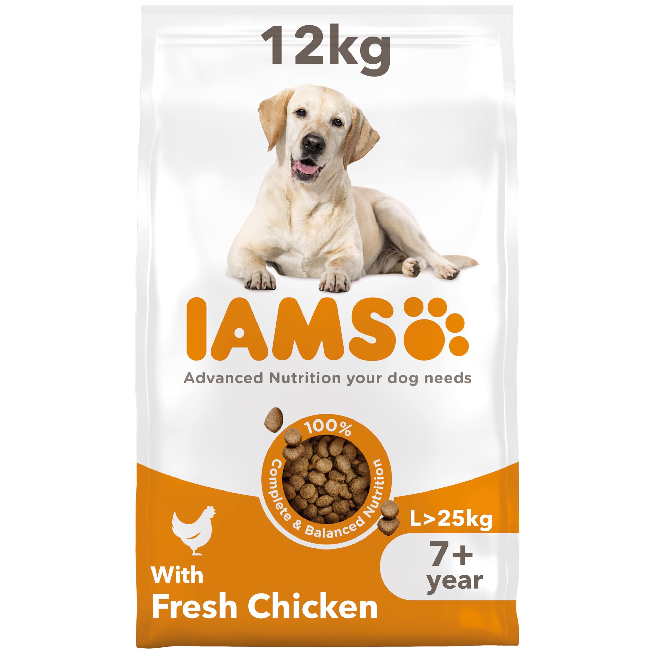 IAMS Senior Large Complete Dry Dog Food Chicken 12kg - With DentalCare System