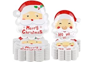 durony 100 Pack Santa Christmas Disposable Paper Plates 9 Inch Dinner Plates 7 Inch Dessert Plates Christmas Party Plates Merry Christmas Plates for Christmas Holiday Party Supplies