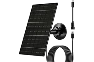 FUTUREZEN 6W Solar Panel for Security Camera Outdoor, 5V USB/USB-C Solar Charger Compatible with Rechargeable Battery Cameras, IP66 Waterproof, 360° Adjustable Mount, 9.8ft Cable (1 Pack, Black)