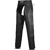 BYKR Leather Motorcycle Chaps for Men & Women Overpants Cowboy Riding Biker Vintage Chap Pants Adjustable Waist & Length