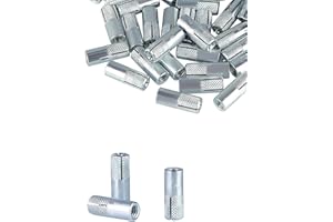 30-Pack 1/4"-20 Drop-in Anchor Inserts for Concrete, Heavy-Duty Female Threaded Expansion Shield Anchors for Secure Fastening