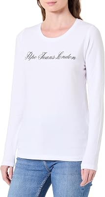 Damen W Basic Stretch Logo L/S T-Shirt, Weiß (Weiß), XS, Weiß (Weiß), XS