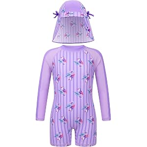 ODASDO Infant Baby Girls Long Sleeve One Piece Rash Guard Swimsuit 3-24M | UPF 50+ Sun Protection | Back Zipper | Quick Dryin
