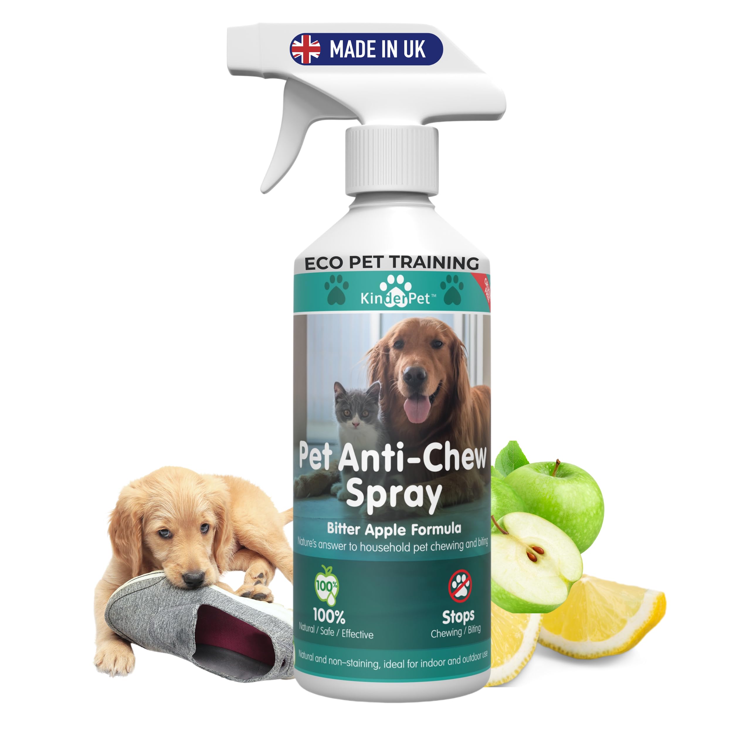 KinderPet® Eco Anti Chew Bitter Apple Spray for Dogs Stop Chewing Biting Barking Alcohol Free Formula Pet Puppies Dogs Cats 500ml