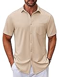 COOFANDY Button Down Shirt Men Short Sleeve Mens
