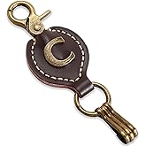 TSUI CHAN Initial Letter Keychain Brown Leather Alphabet Keychain with Easy Clasp, Key Car Key Bag Key Ring for Women Mens