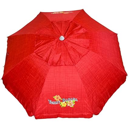 Tommy Bahama 2015 Sand Anchor 7 feet Beach Umbrella with Tilt and Telescoping Pole- Red