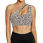 Sykooria Womens One Shoulder Sports Bras Workout Left Strap Yoga Bras Cute Medium Support Crop Tops