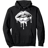 Y2K Chrome Lips Pullover Hoodie
