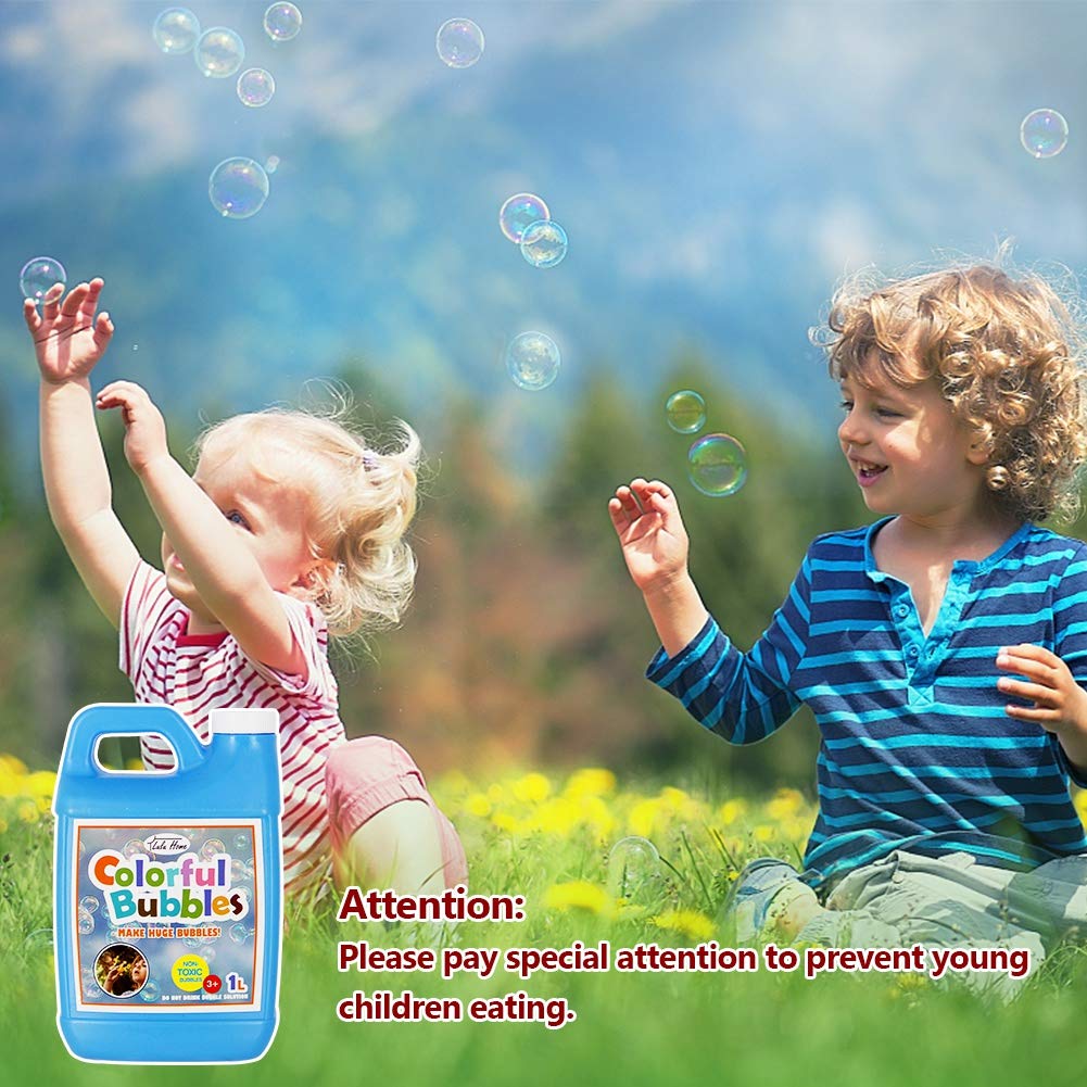 Lulu Home Concentrated Bubble Solution, 1 L/ 33.8 OZ Refill for Bubble Machines, Giant Wands, and Blowers - Up to 2.5 Gallons for Kids' Birthday Parties