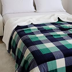 SOCHOW Buffalo Plaid Sherpa Fleece Throw
