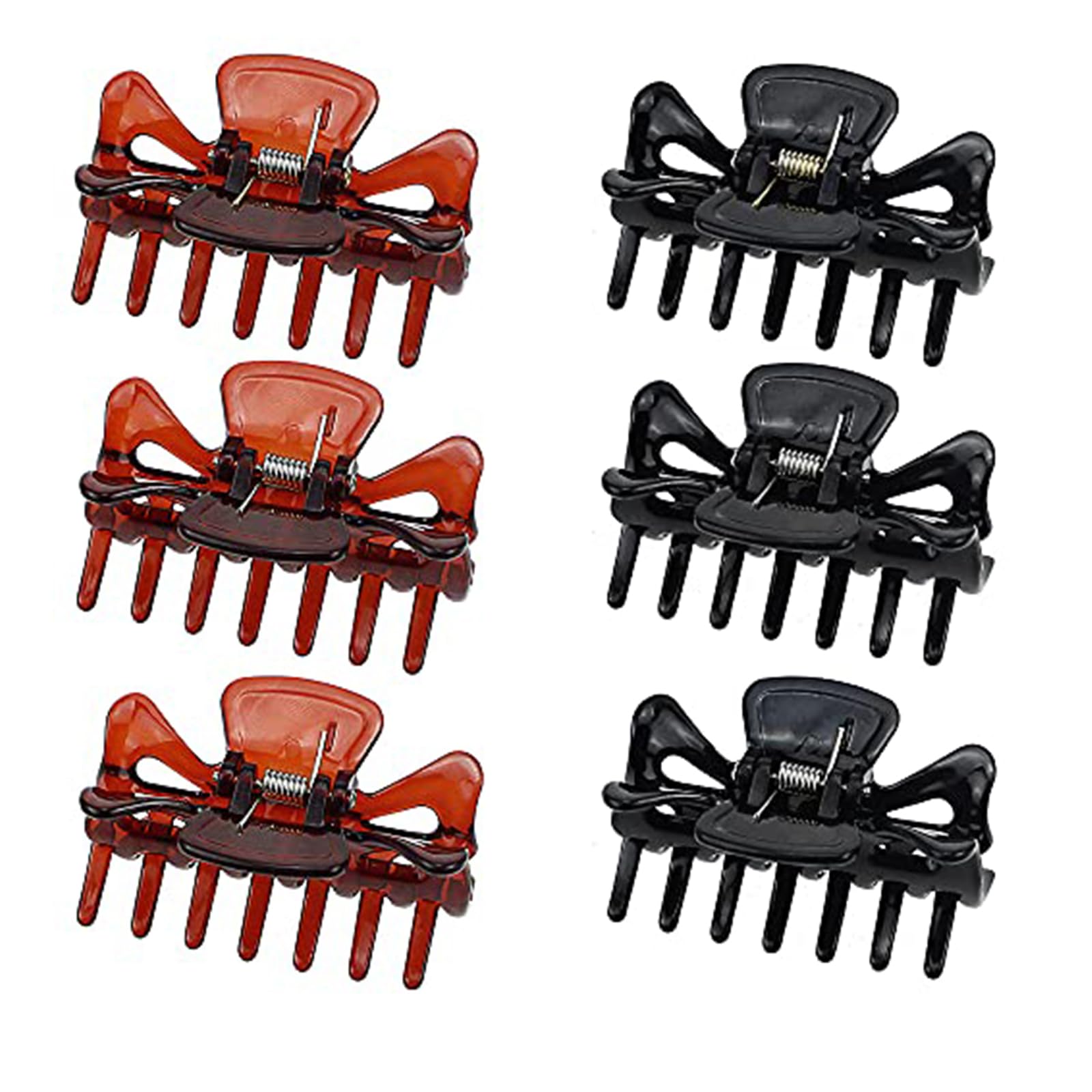 JaneYi 6 Pieces Hair Claw Clips Plastic Claws Non-Slip Strong Hold Jaw Clips Medium Small Hair Clasps Fashion Hair Styling Accessories for Women Girls Fine Short Hair - Black and Brown