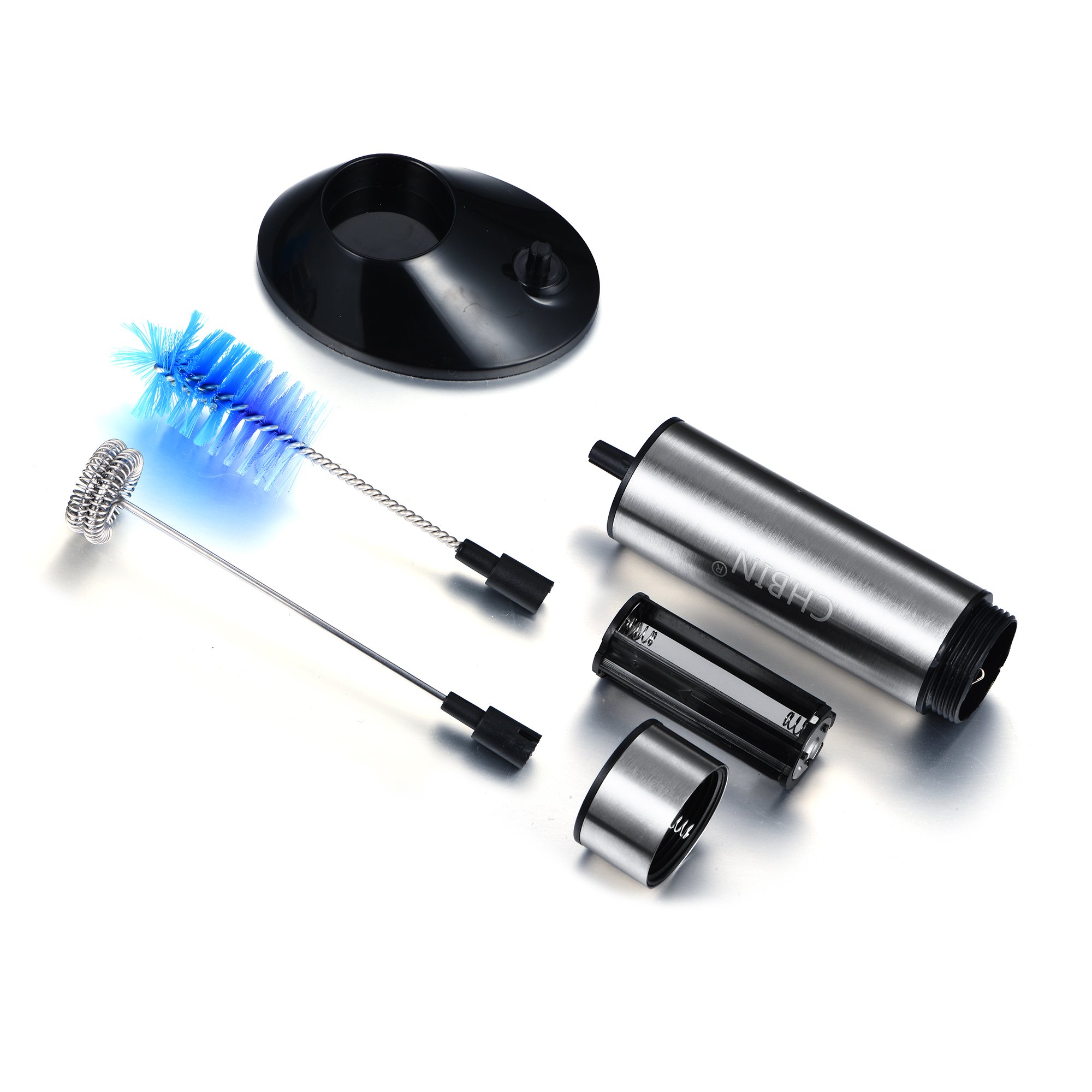 Milk Frother Handheld with Double Spring Head Powerful Whisk Electric Stainless Steel Milk