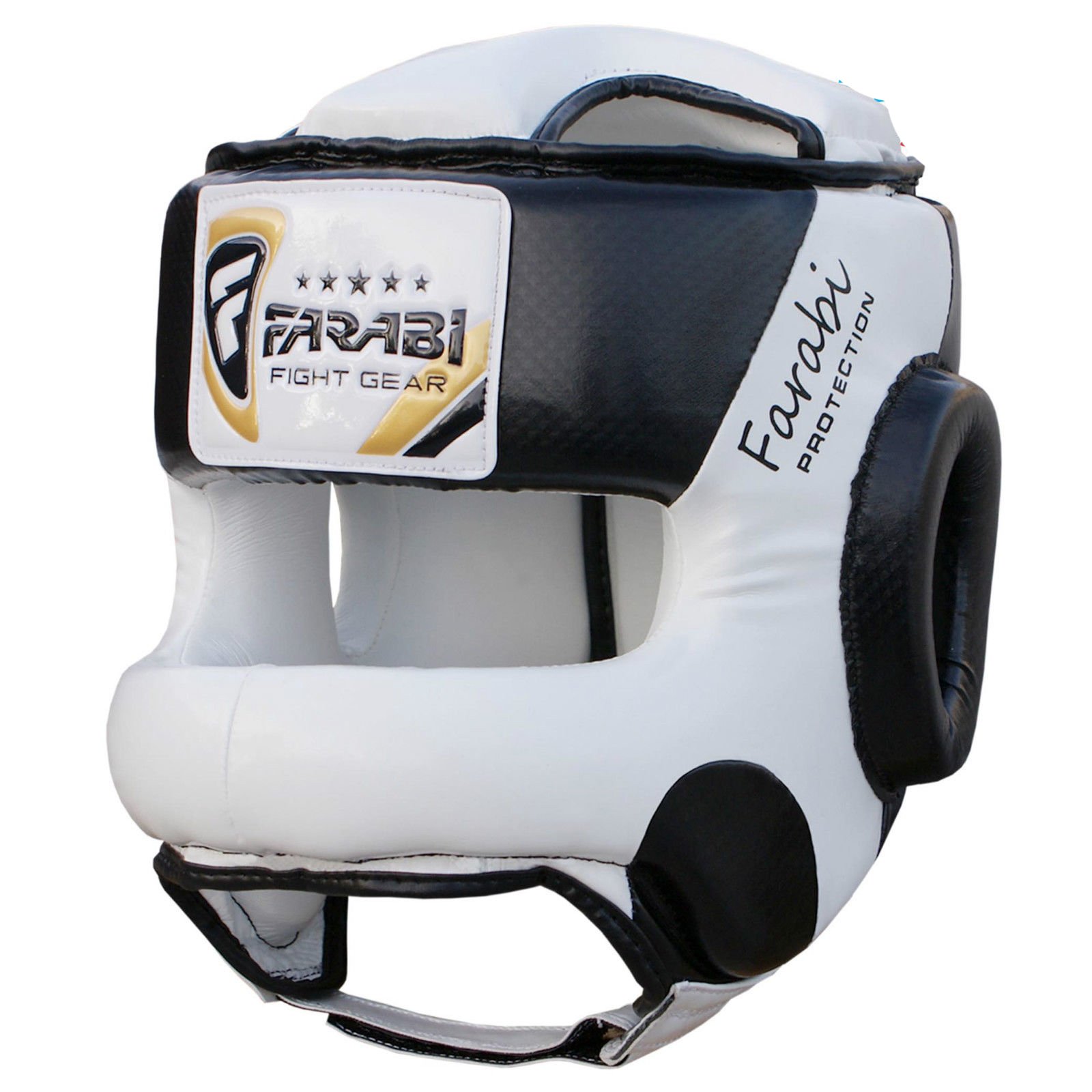 Farabi Head Guard Bar Grill U Kick Boxing Martial Arts Training protection Head Gear (White/Black, S/M)