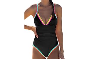 popvil One Piece Swimsuit 2025 Tummy Control Women Bathing Suit Shapewear Swimsuits Slimming Neon Cute Tie Back Swimwear