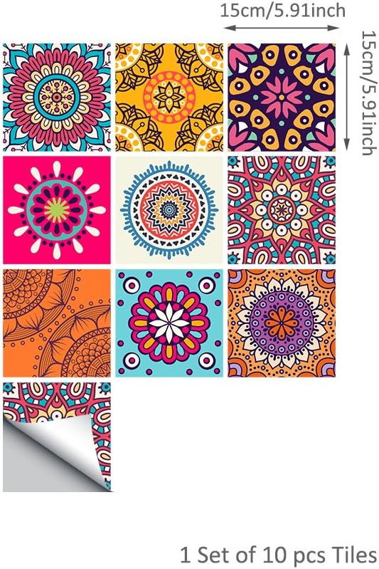 10 Piezas Watercolor 15x15cm Auto Adhesiva Pared de la Etiqueta