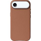 LONLI Urban | Pebbled Leather - European Genuine Pebbled Leather Case for iPhone 17 Air - [Built-in Camera Control and Compatible with Magsafe] - Saddle