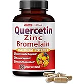 Premium High Purity Quercetin 98% with Bromelain Capsules Equivalent to 3470 mg - Maximum Potency with Green Tea Ashwagandha - Supports Overall Health Strength Energy - 90 Days Supply