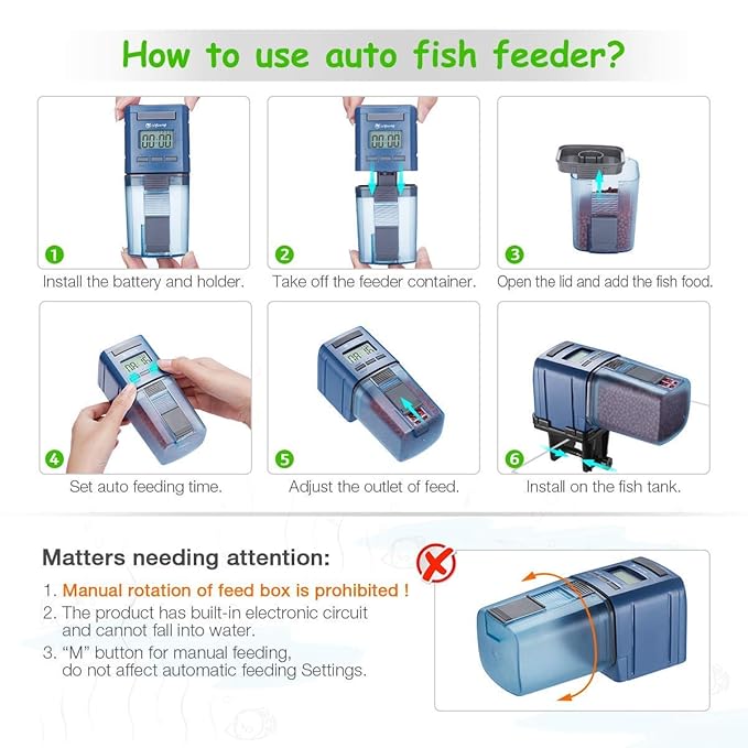 Isyoung Aquarium Automatic Fish Feeder Auto Fish Food Dispenser