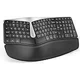 Nulea Wireless Ergonomic Keyboard, 2.4G Split Keyboard with Cushioned Wrist and Palm Support, Arched Keyboard Design for Natu