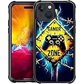 Zeggi for iPhone 15 Case 6.1-inch with Gamer Zone Four Corner Airbag Protection Design Soft Silicone Frame Personalized Pattern Case Compatible with iPhone 15 for Men