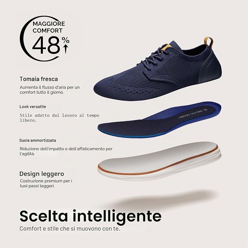 Scarpe Oxford Uomo in Maglia Elasticizzata,Marina Militare,43.5
