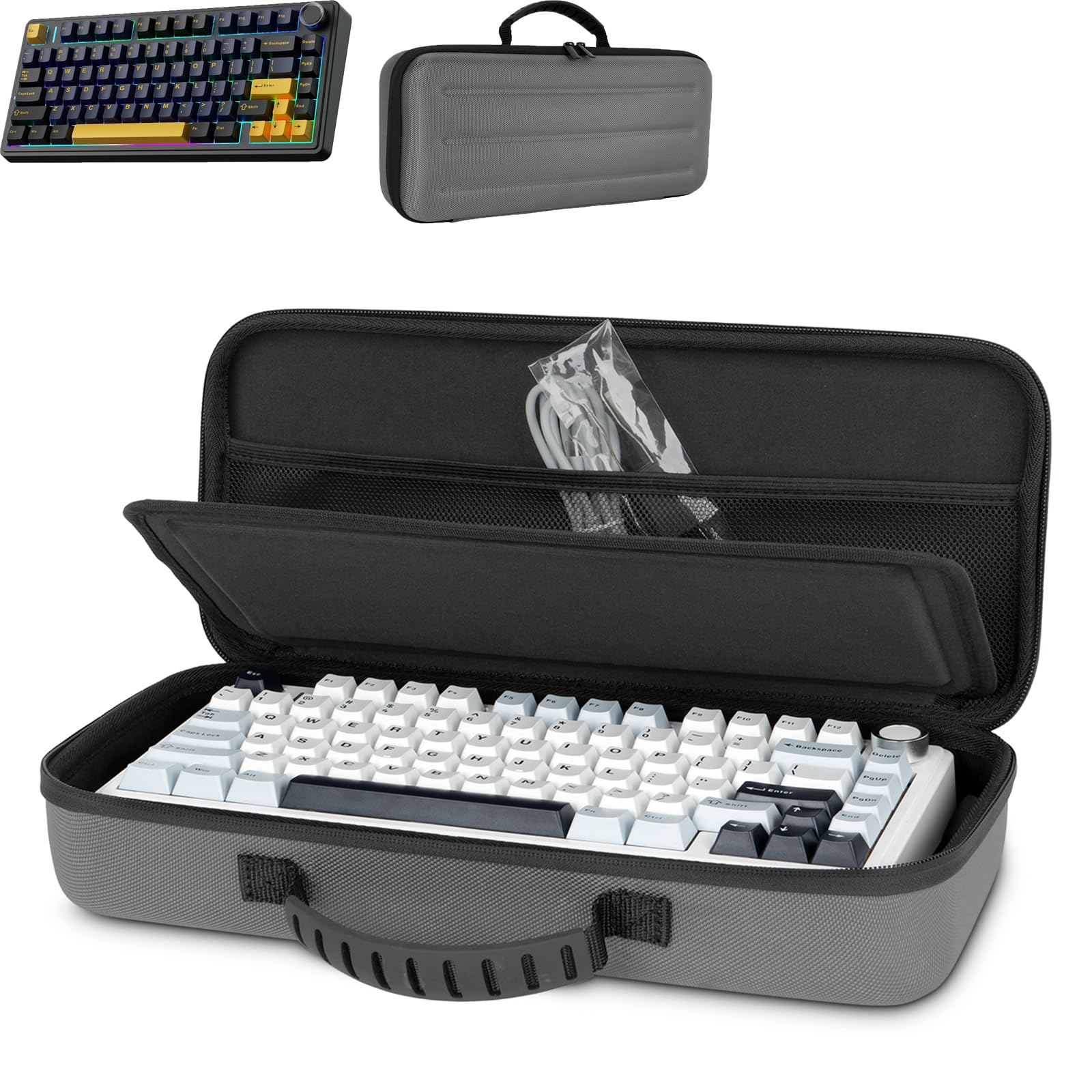 Photo 1 of Growalleter 75% Keyboard Case, Hard Shell Travel Carrying Bag for Aula F75 Gasket Mechanical Keyboard, Compatible with ASUS ROG 75% Wireless Hot Swappable Gaming Keyboard