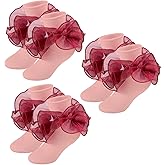 MKYSZLT Girls Ruffle Socks Toddler Girl Gold Silver Glitter Double Lace Frilly Dress Socks Turn Cuff Sparking Pageant Sock