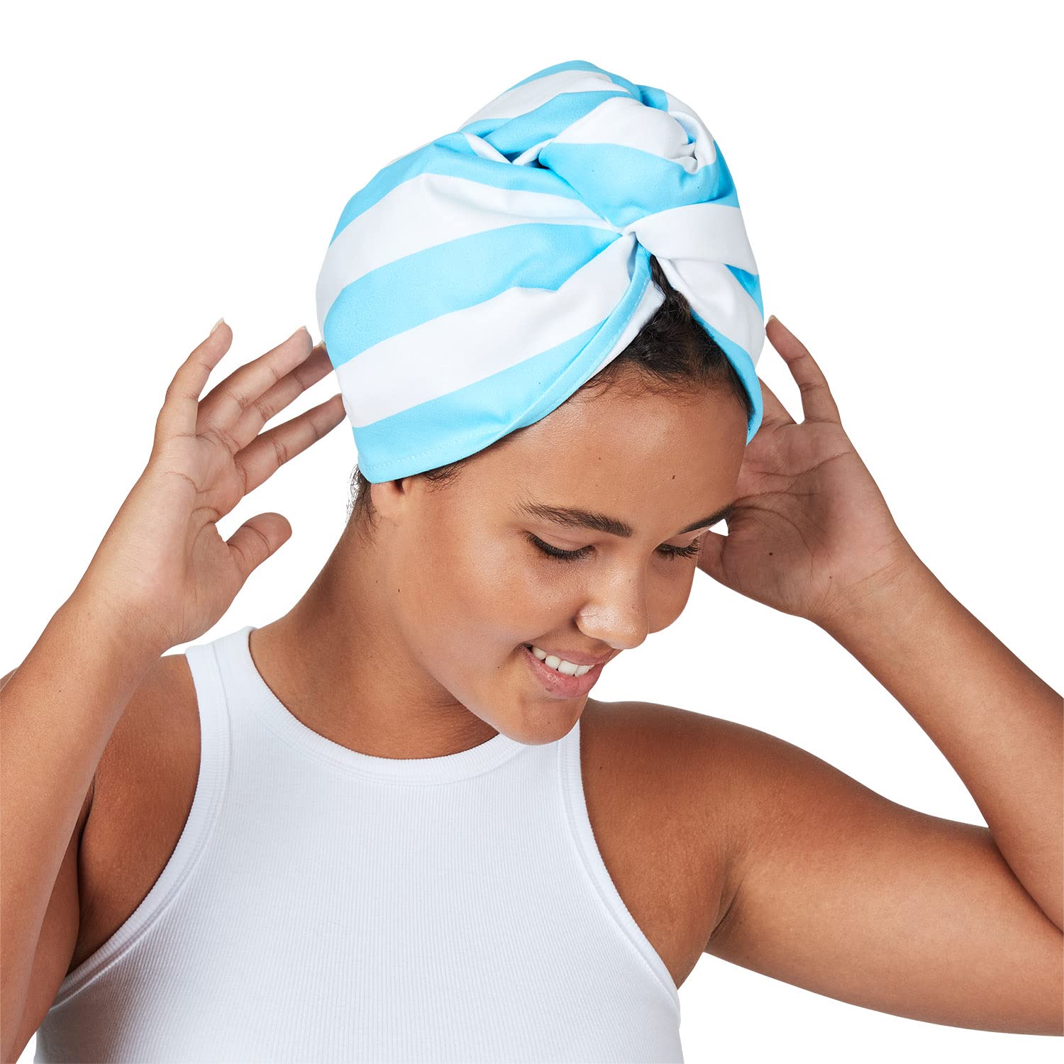 Dock & Bay Turban Hair Towel - For Home & the Beach - Super Absorbent, Quick Dry - Tulum Blue, One Size