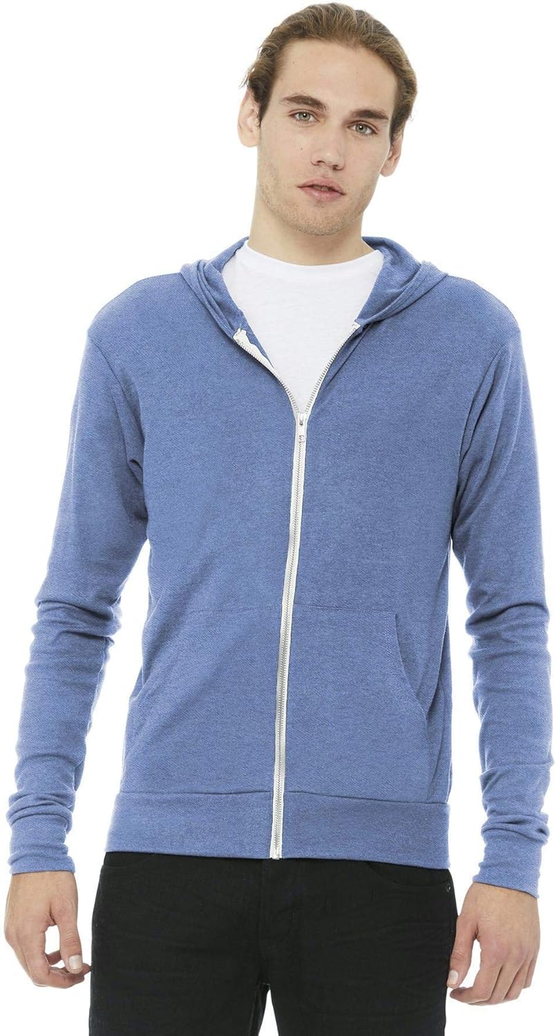 Bella + Canvas Unisex Triblend Full-Zip Lightweight Hoodie: Bella+Canvas: Clothing