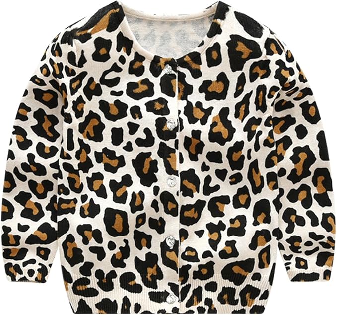 girls leopard print cardigan