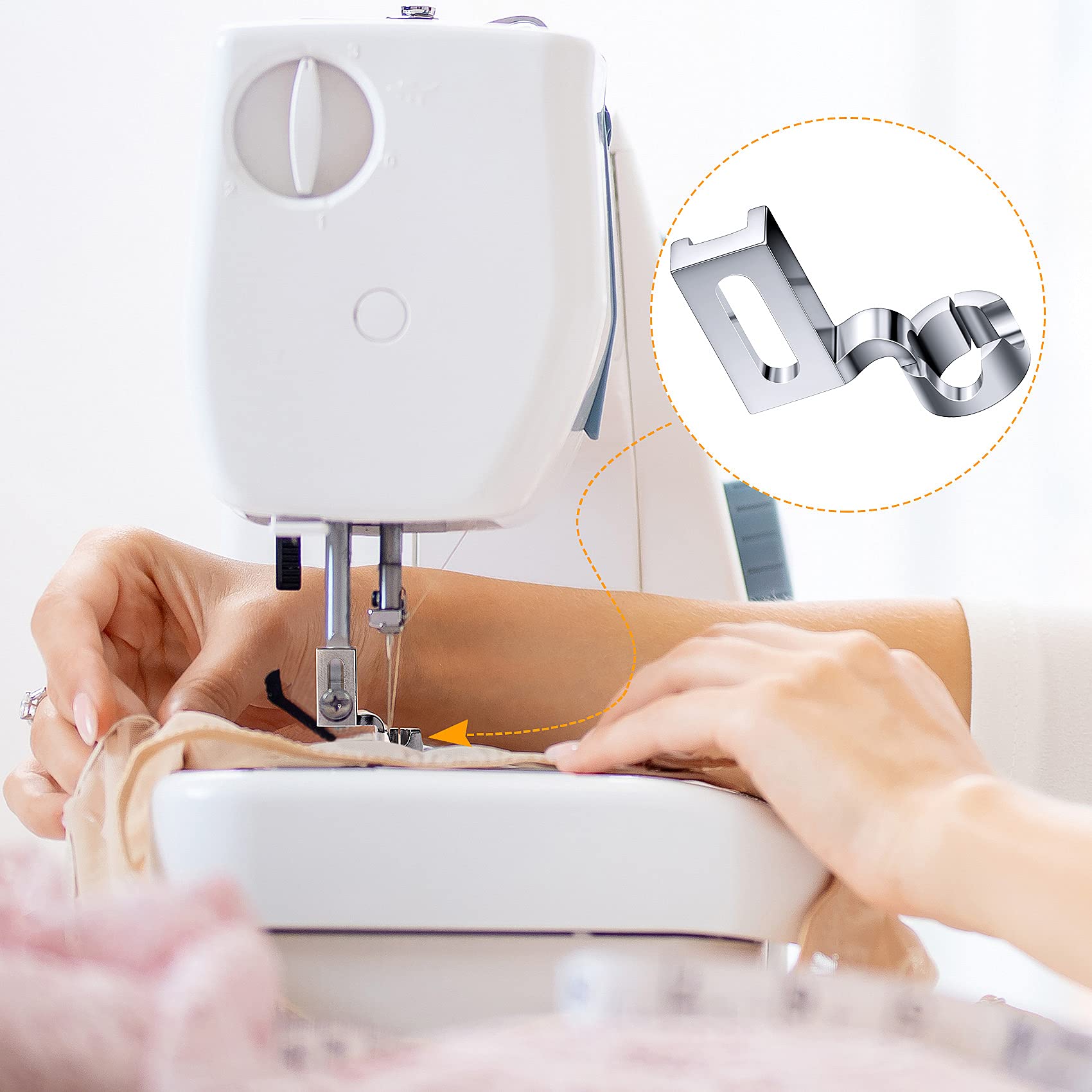 PAGOW 2Pcs Quilting Presser Feet, Round Ruler Foot for Frame, Free Motion Darning Foot for Fits All Sewing Machines (1 Pcs High Shank-Open Toe + 1 Pcs Low Shank-Open Toe)