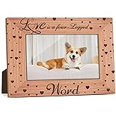 RWSEFK Pet Picture Frame - Love Is a Four-Legged Word, 4x6 Wood Photo Frame, Gift for Pet Lover Owner, Picture Photo Frames for Desk Decor, Memorial Cat Dog Keepsake -54