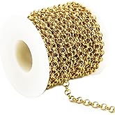 UniCrena Gold Rolo Chain Jewelry Making Supplies 10ft - 2.5mm Link Chain Bulk for DIY Necklace Bracelet Hat Chains Decoration