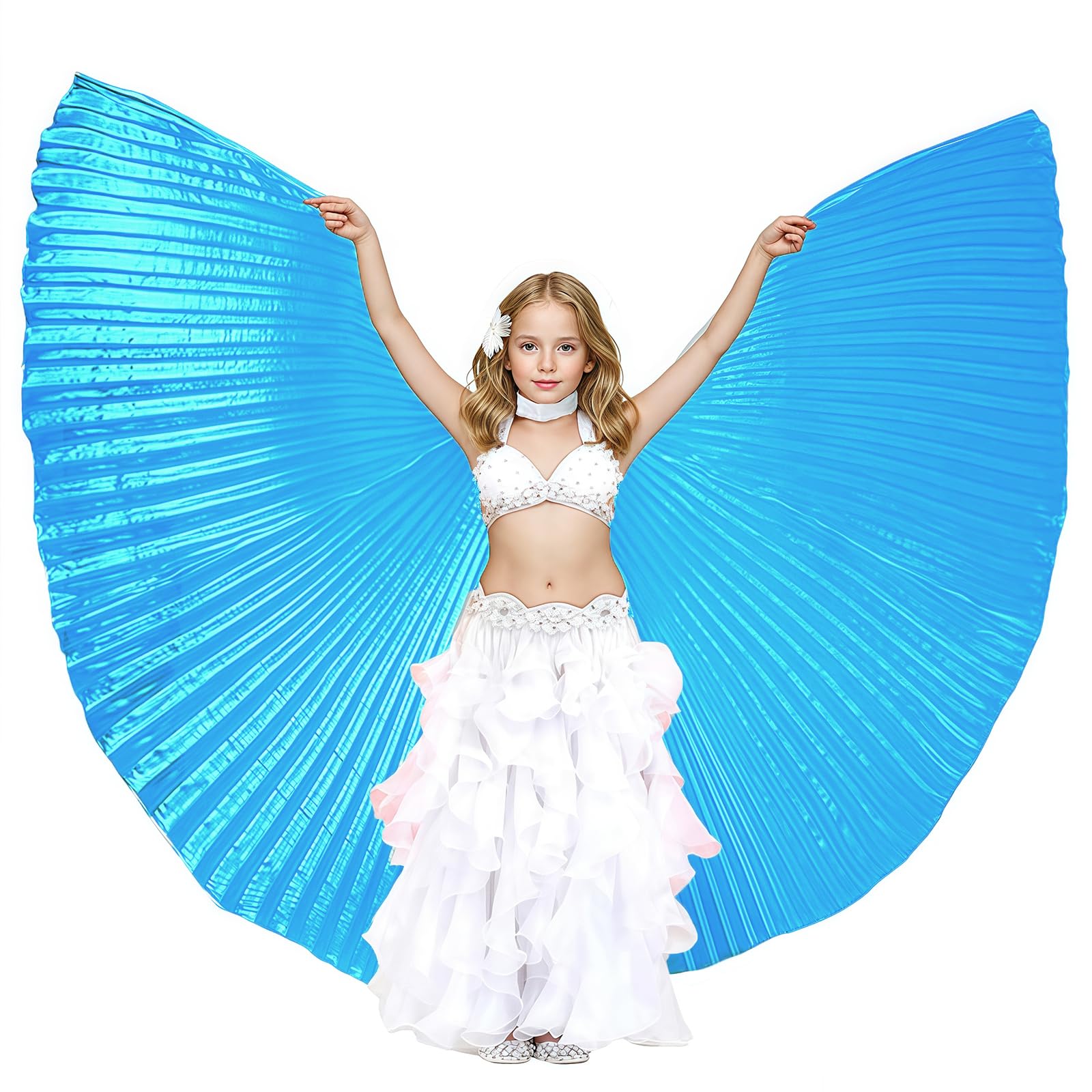 Baisdan Kids Isis Wings (Wings + Stick+ Carrying Bag) Belly Dance Performance Costumes for Girls Light blue — image 1