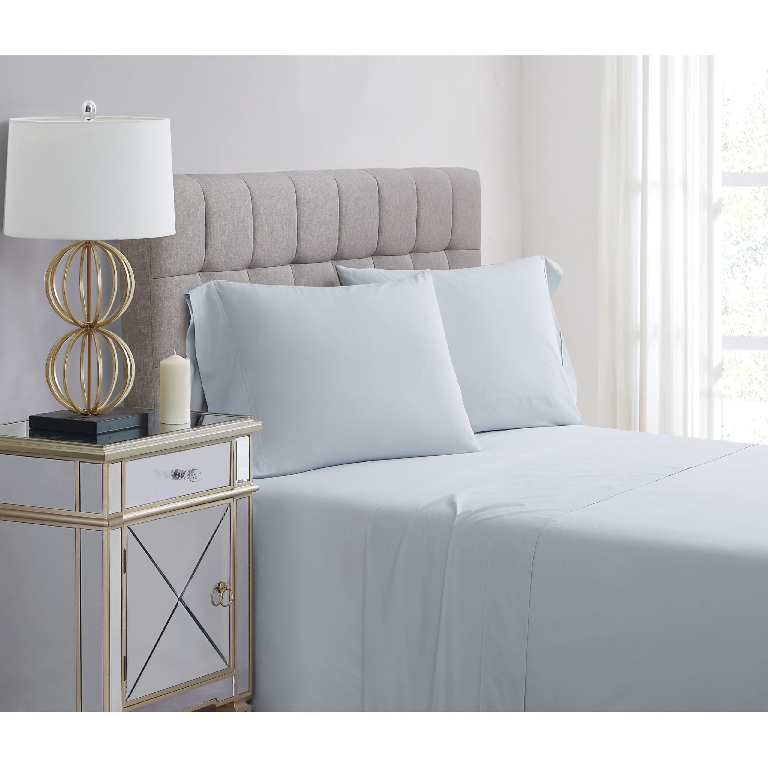 Charisma Percale Cotton 400 Thread Count pillowcases, Standard, Blue