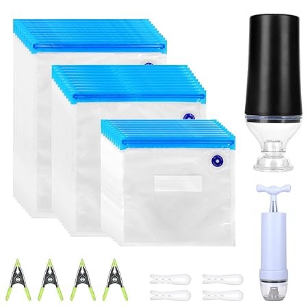 GloEra 30 bolsas reutilizables de sellado al vacío, 3 tamaños de ...