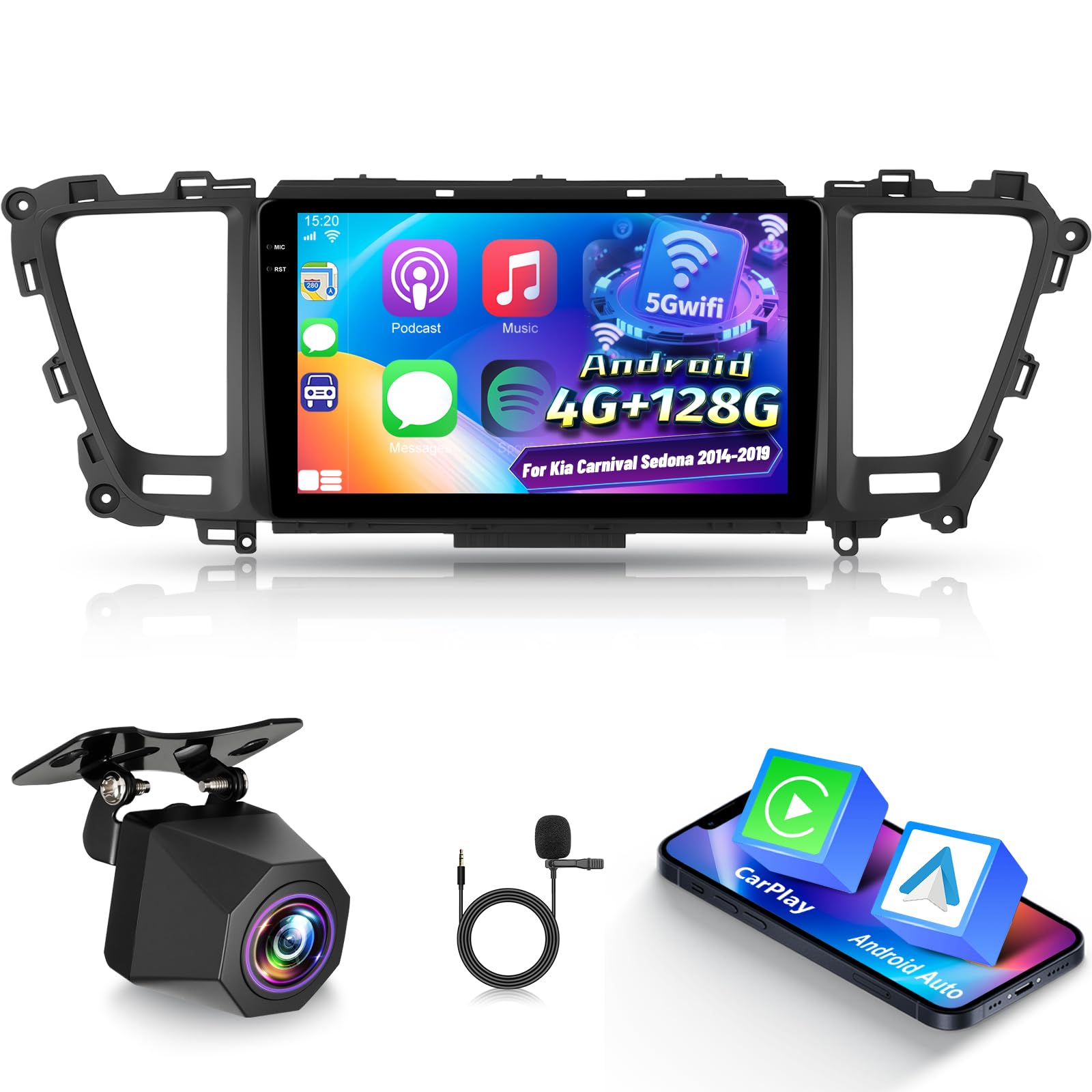 Photo 1 of [4+128G] Android 15 Car Radio for Kia Carnival Sedona 2014-2019 - Wireless Carplay and Android Auto - 9 Inch Incell Touchscreen Car Stereo - EQ/GPS / 5GHz WiFi/SWC/Bluetooth + AHD Backup Camera