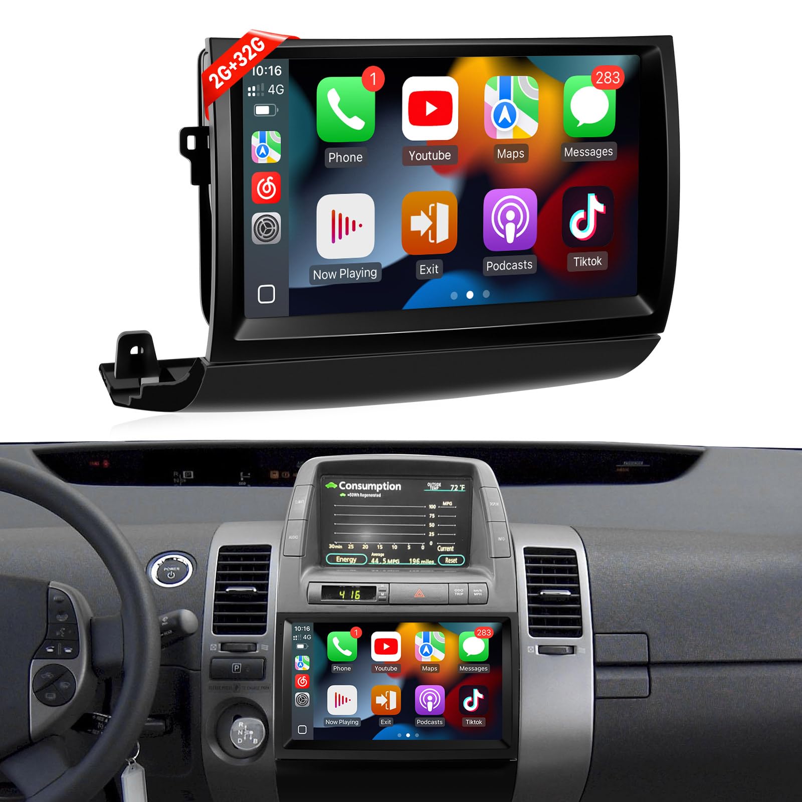 Photo 1 of Naifay Android Car Radio for (Non J.B.L Version) Toyota Prius 2004 2005 2006 2007 2008 2009, 2G+32G 9inch Touch Screen for Toyota Prius Stereo with Carplay Android Auto Bluetooth GPS WiFi Camera MIC