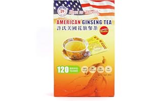 HSU'S ROOT TO HEALTH Hsu's Ginseng SKU 1032 | American Ginseng Tea, 120ct | Cultivated American Ginseng from Marathon County, Wisconsin USA | 许氏花旗参茶 | 120ct Box,西洋参, B0071M7O9A