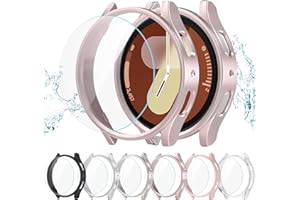 Haojavo [6+8] Pack for Samsung Galaxy Watch 7 40mm Screen Protector Case, Hard PC Protective Bumper Shell + Anti-Fog Tempered Glass Film, Waterproof Face Cover Set for Galaxy Watch 7 40mm Accessories