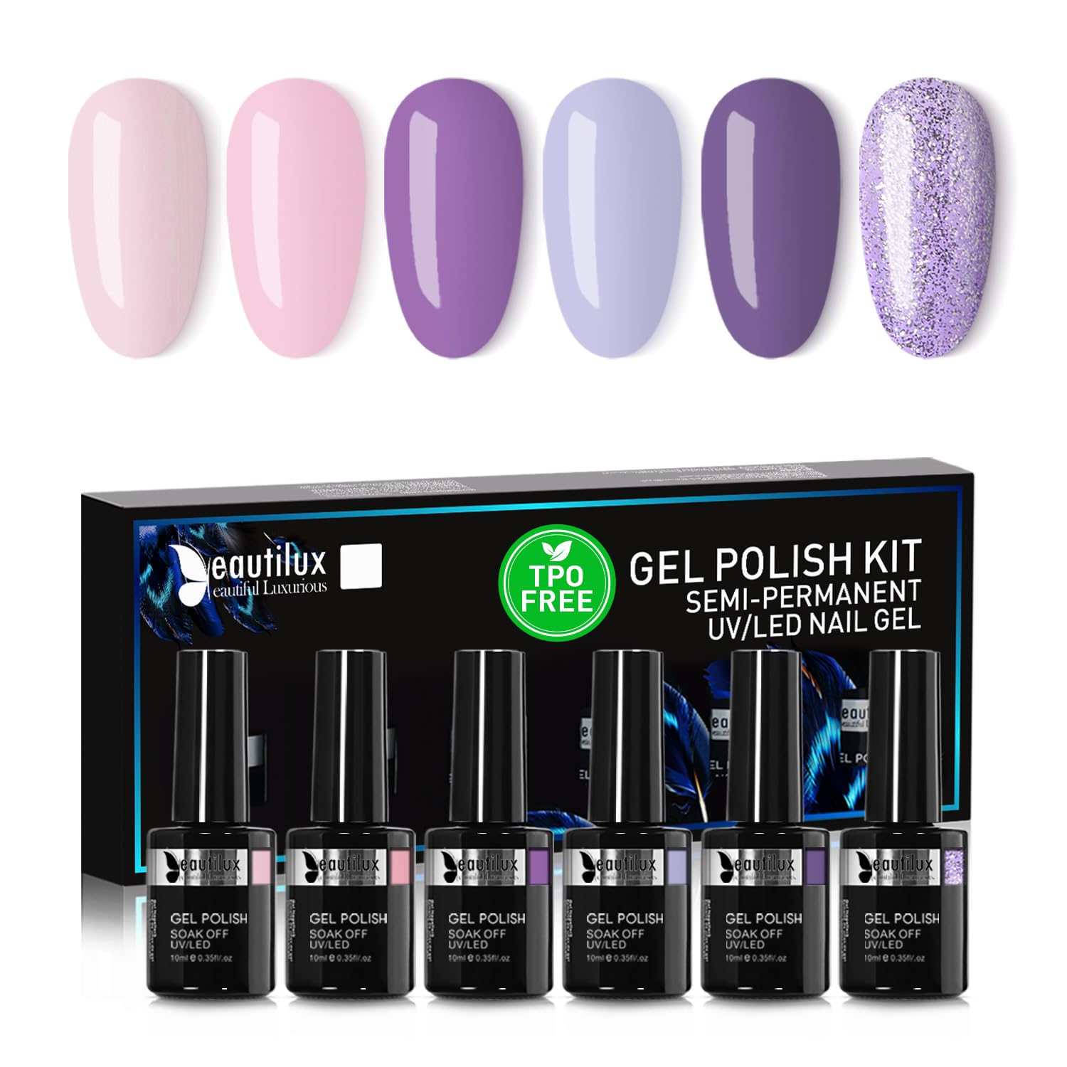 Beautilux Semi-Permanent Nail Polish Gel (Light violet series)