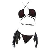 MEOWCOS Pretty Crawler Gothic Swimsuit Spider Web Design Dark Style Swimwear Set