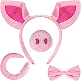 CASW Pig Costume Accessories Set Ears-Headband-Nose-Tail-Bow-Tie : Pig Costume Set for Kids Adult - for Party, Carnival Dress up Play