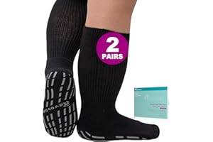 Revosoxs Extra Width Socks for Swollen Feet-2 Pairs Bamboo Viscose Wide Diabetic Socks for Women Men,Non Slip Hospital Socks